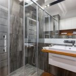 Modern bathroom with clean shower glass